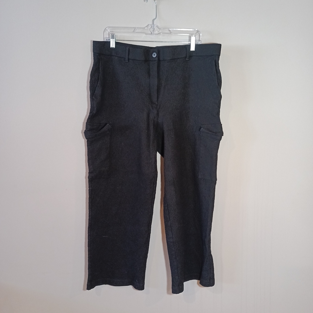 Eileen Fisher 100% Wool Crop Cargo Pants Size XL
